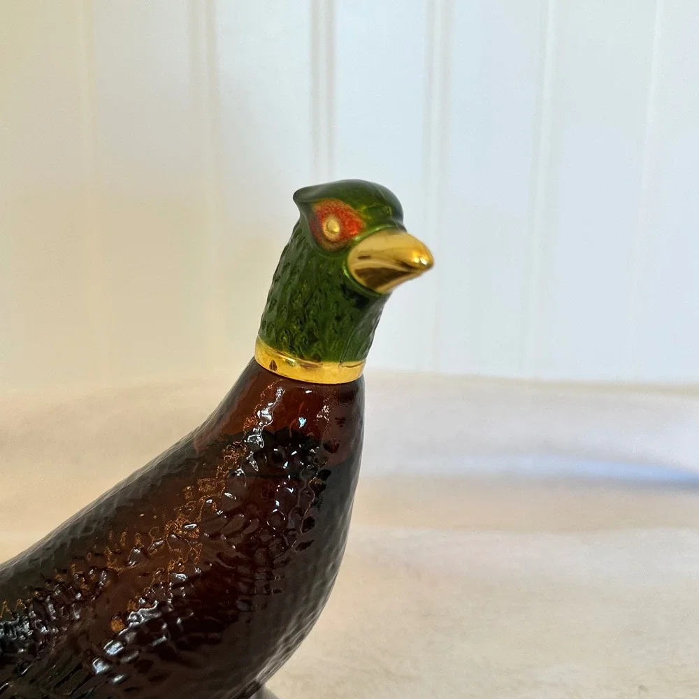 Avon Pheasant Decanter Men 5oz Brown Green Excellent Vintage‎ Glass After Shave
